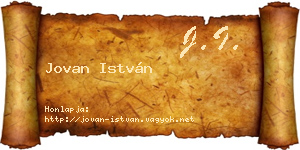 Jovan István névjegykártya